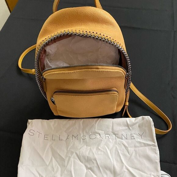 STELLA MCCARTNEY Mini Shaggy Deer Falabella Backpack Mustard Yellow main image 4